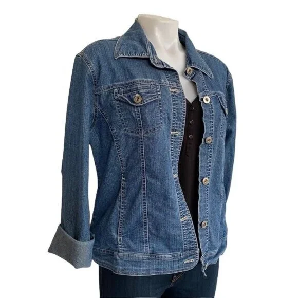 Vintage Erika Denim Jacket Blue Jean Button Down Jacket Size S - Picture 4 of 7